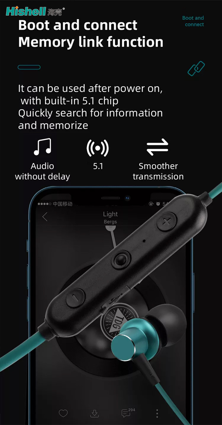 ENC Wireless Neckband Bluetooth Earphones 9D Surround Lightweight