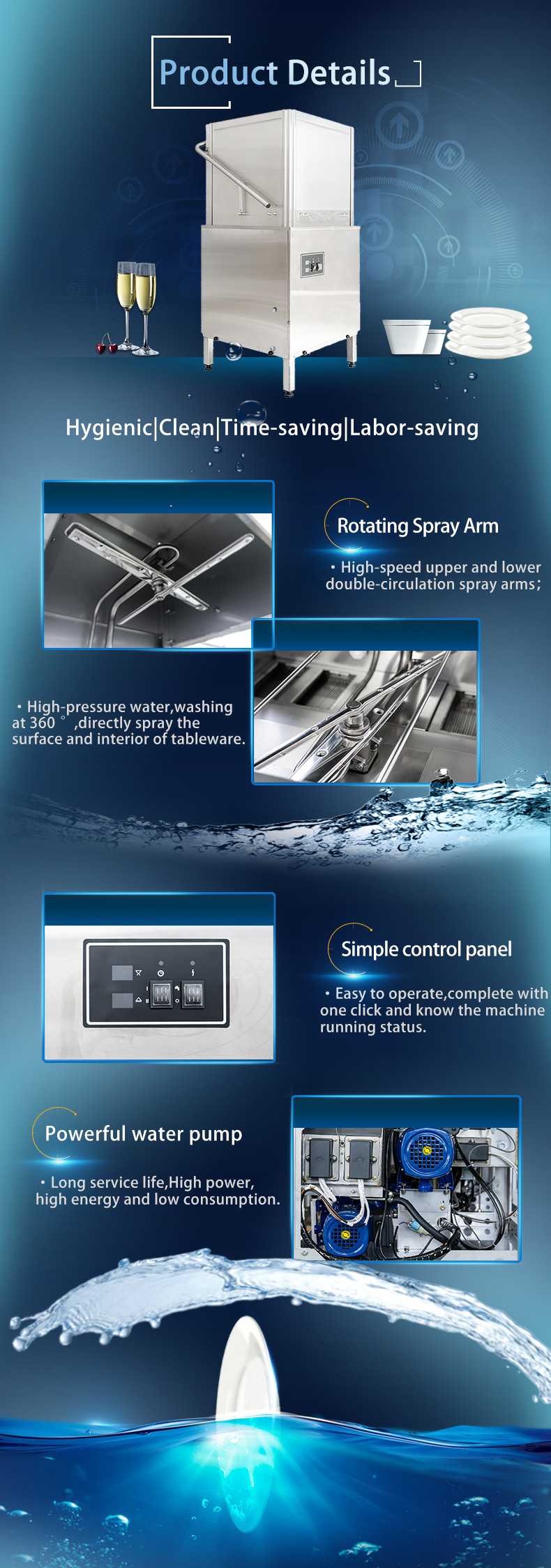 Water Saving Utensil Washer Machine Dishwashing Equipment 380V