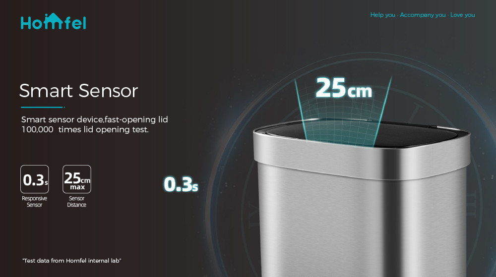 Home Stainless Steel Garbage Bin with Automatic Sensor and Batteries Required Customized Smart Trash Bin