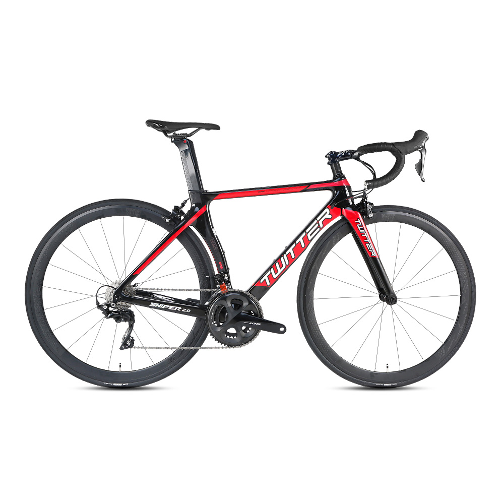 Anti Skid Carbon Fiber Road Bike , Red Carbon Race Bike Flat Welding Technology