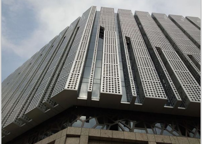 Aluminum Perforated Screen Facade With Round / Slot Hole Or Hexagonal Hole