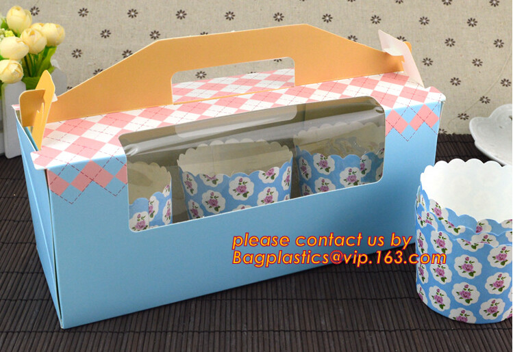 Wholesale custom Paper Cookies packing Cake Box with PVC window,Wholesale Plastic Square Birthday Wedding Packaging Clea