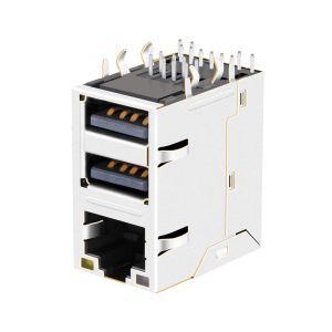 HY981160C 10/100 Base - T Ethernet RJ45 Connector With Dual USB LPJU4111AONL