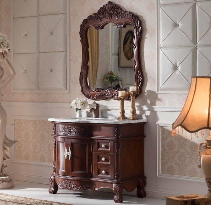 1000mm Contemporary Solid Wood Bathroom Vanity With Sink Classical Style