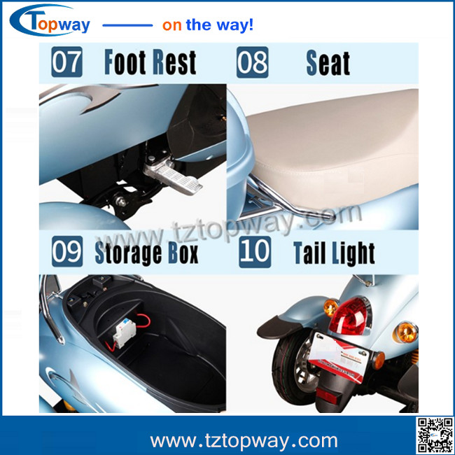 Adult Electric tricycle with passenger seat 2 with motor power 500w-1000w