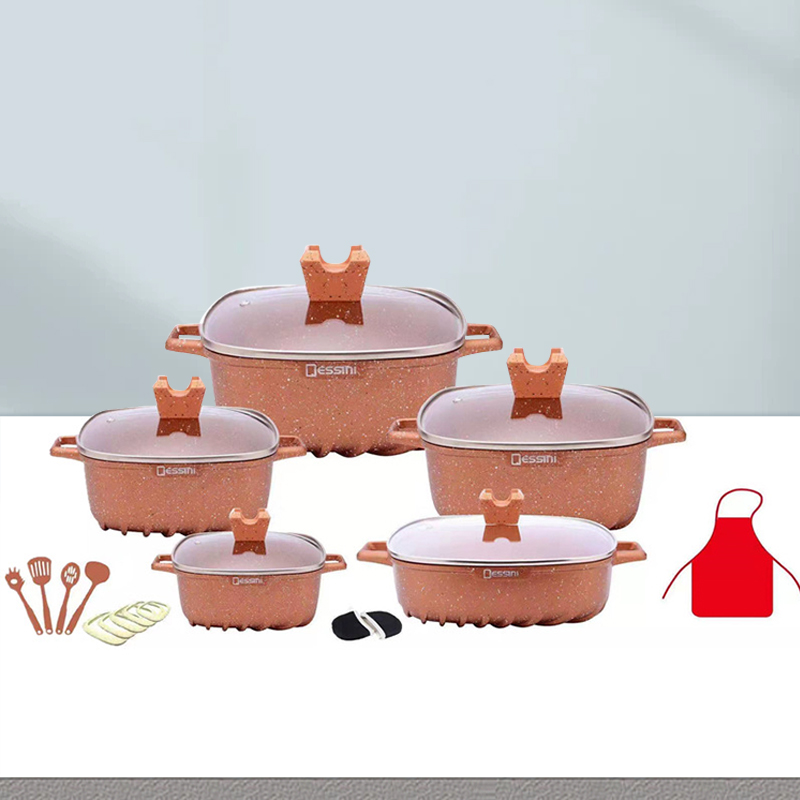 Wholesale Hot Selling White Kitchen Cooking Square Pot Sets Aluminum Non-Stick Cookware Pot Sets