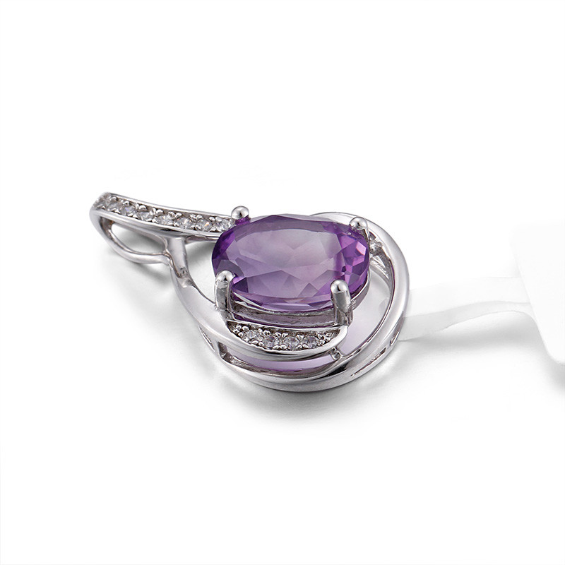 Bridal 925 Silver Gemstone Pendant AAA+ February Birthstone Charms