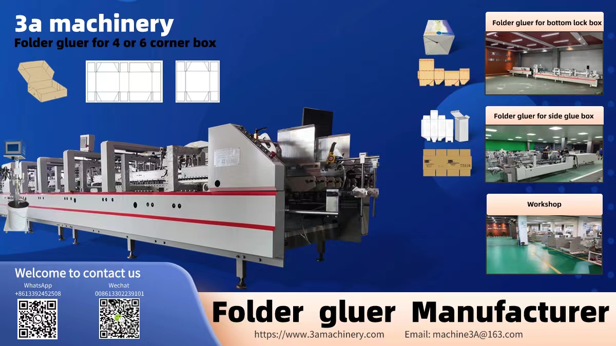 Cardboard Paper 200g-650g 6 Corners Folder Gluer Machine for 4 Corner Box Folding