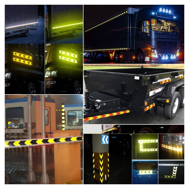 Fluorescent Yellow Green Arrow Honeycomb Reflective Tape For Vehicle Safety Warning