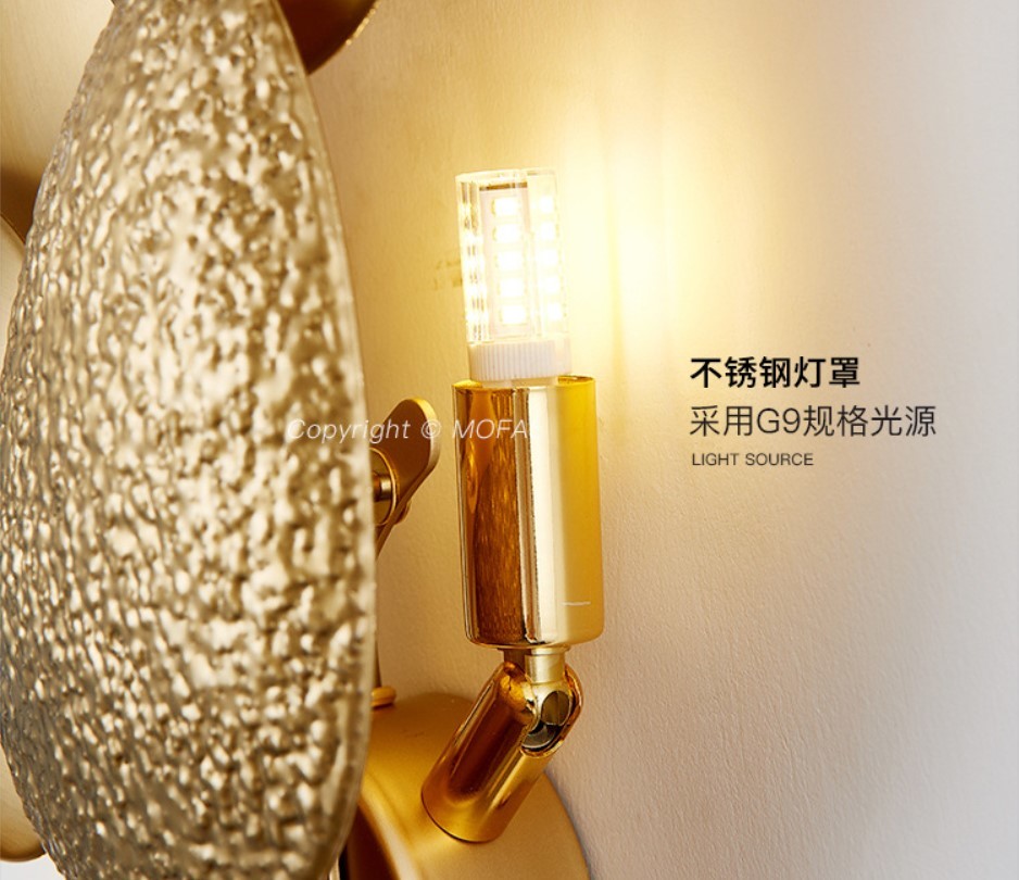 RoHS CCC Contemporary Gold Modern Wall Lamp Power Saving