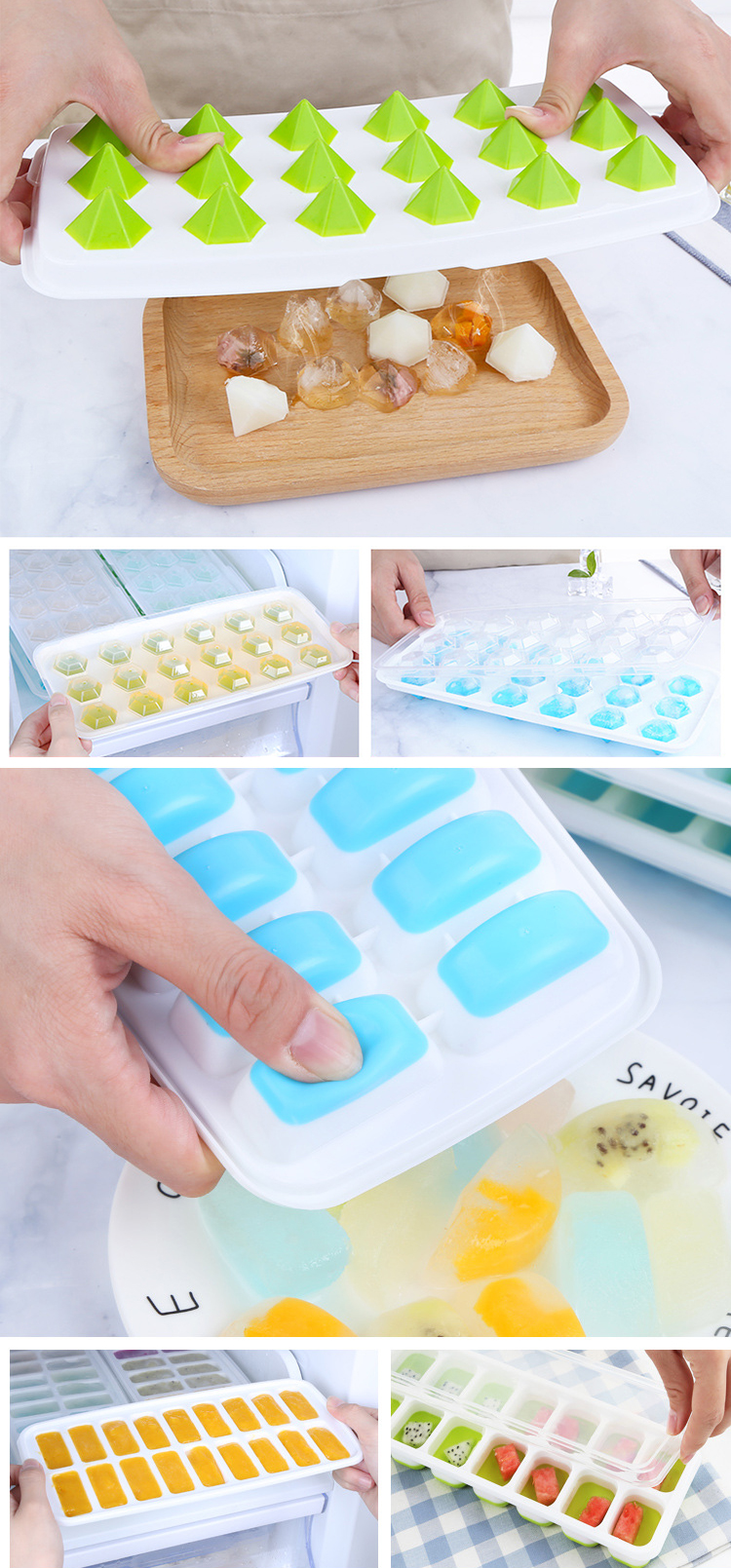 FDA Dishwasher Safe Reusable Silicone Ice Cube Molds