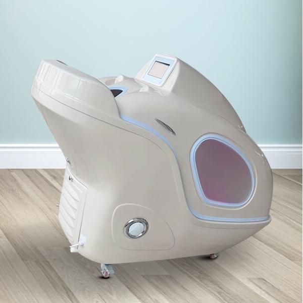 Quality Semi-reclining Creamy White Red Lights Infrared Spa Capsule with PEMF Function for Whole Body for sale