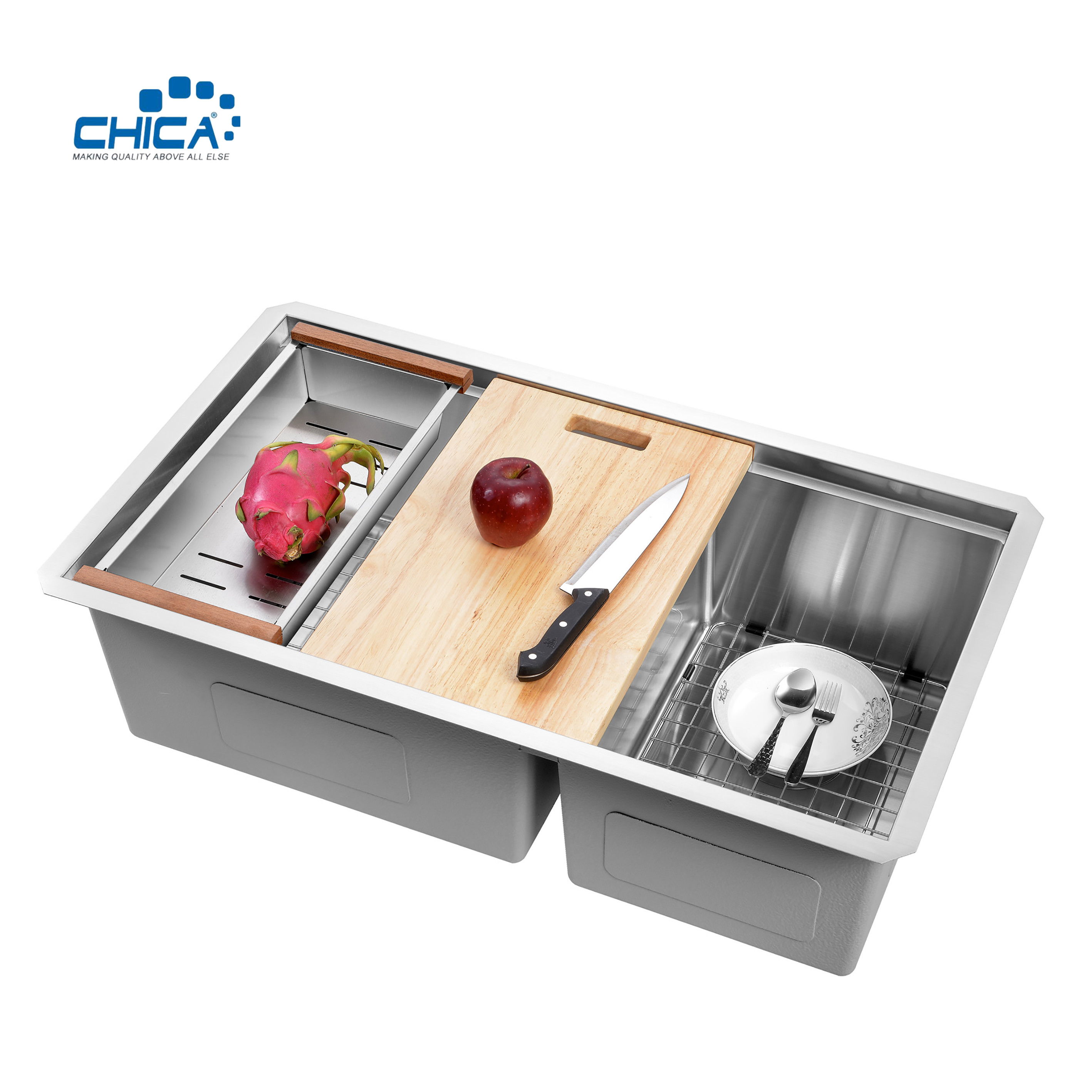 double bowl kitchen sinks 32.75x19x10 quality control procedure 18 gauge stainless steel sink