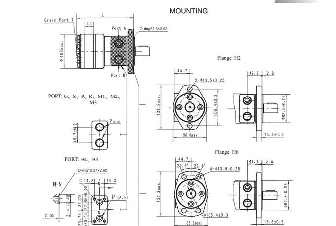Hydraulic Motor Heavy Duty Equipment Small Drive Motors BMR 2- Bolt Mounting