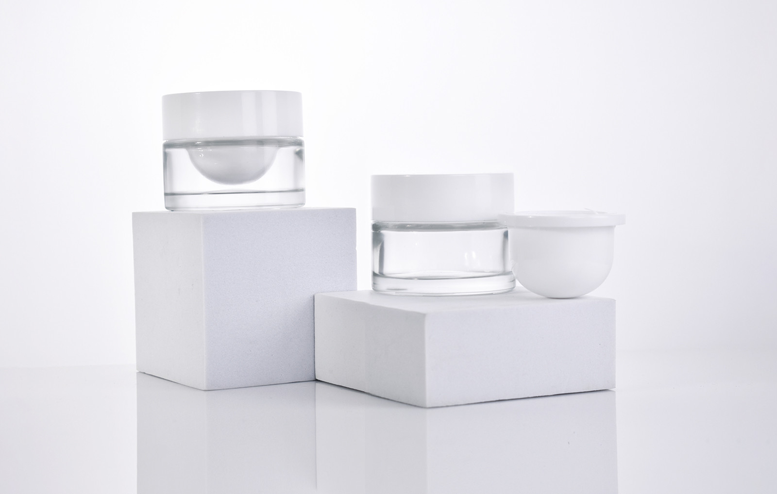 30ML 50ML Refillable Double Wall Glass Cosmetic Jar with Customizable PP Inner Jar and Cap For Skincare Cream,Mask