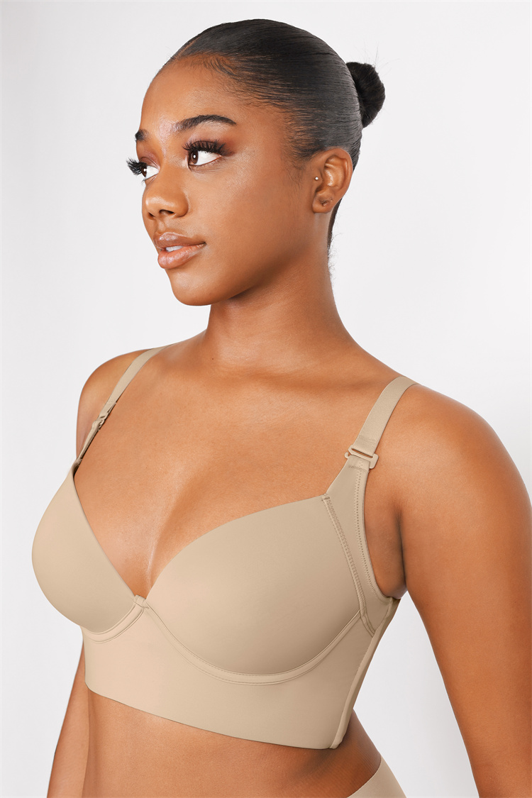Hexin Back Fat Bra for Women Invisible Push Up Deep Cup Incorporated Bra Shapewear