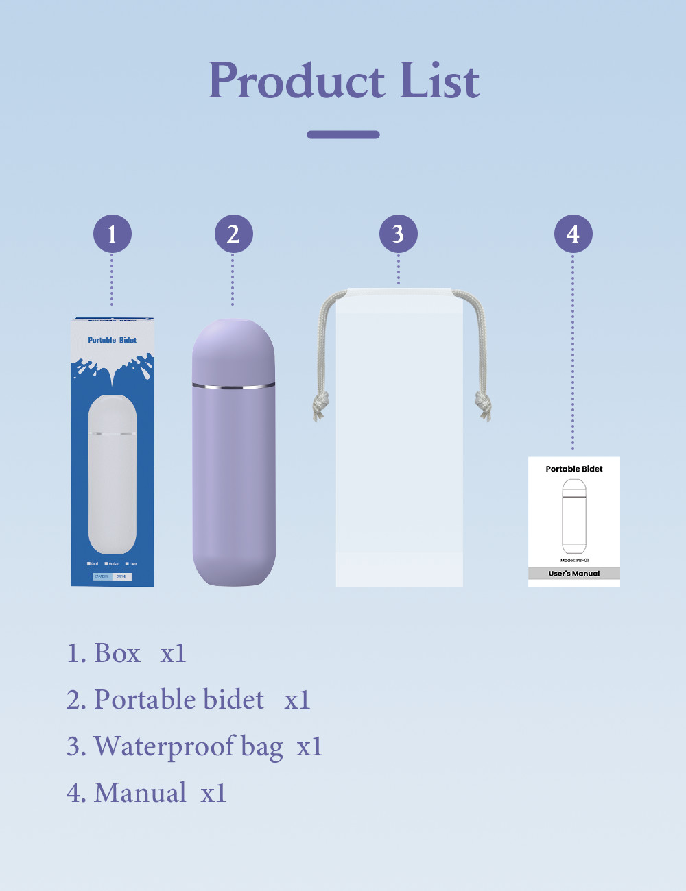 Lightweight White Portable Bidet Spray ABS EVA PP Material