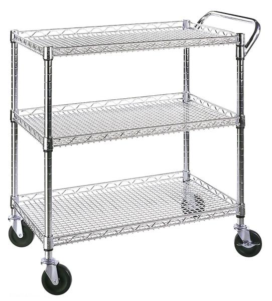 Classic Commercial - Grade 3 Shelf Wire Utility Cart Adjustable Every Shelf