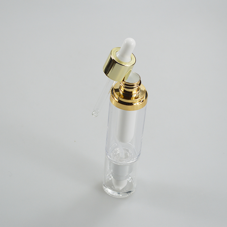 Customized Liquid Foundation Double Tube Dropper Bottle with Acrylic Collar Material