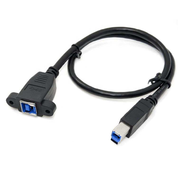 Screw Locking Stud Male To Female Panel Mount USB 3.0 Type B Printer Extension Cable