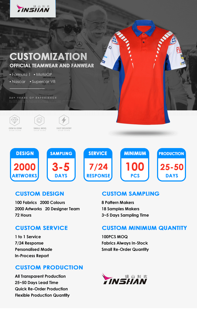 Custom Logo Polyester Motocross Shirt Ideal for Men's Motorcycle F1 Auto Racing Wear