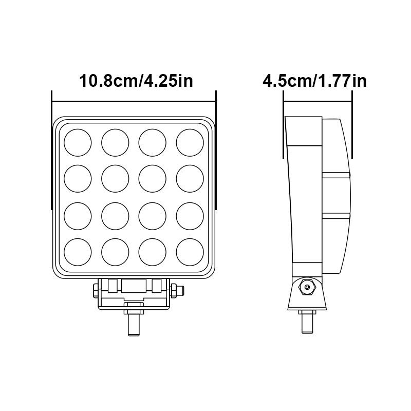 48W Agriculture Tractor Sweeper Vehicle LED Work Light with Switch