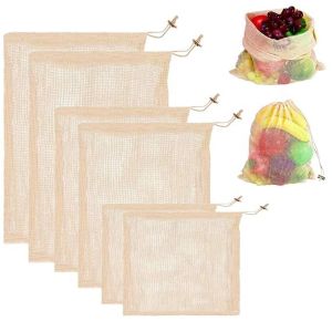 China Storage Large Mesh Drawstring Bags Organic Reusable Washable For Shopping on sale