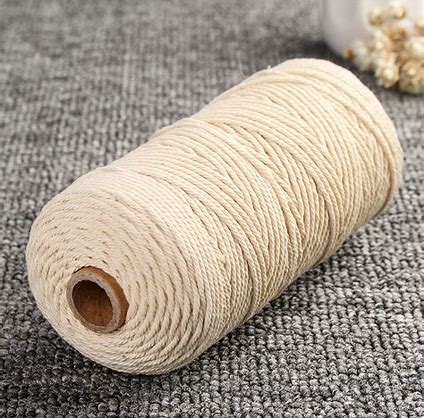 Custom 3mm 4-Strand Twisted Macrame Cotton Rope with and Colored Design