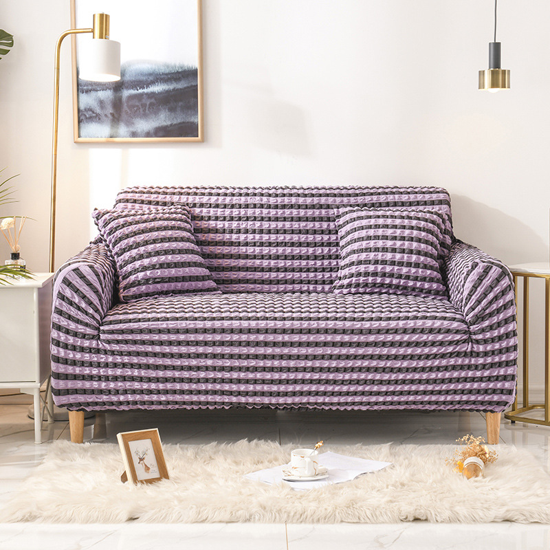 Super Elastic Three-seat Sofa Covers in Light Luxury Style with Seersucker Fabric