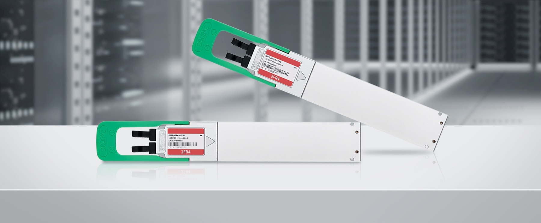Comelink Compatible 1.6T 2 X FR4 OSFP Flat Top PAM4 1310nm 2km Duplex LC/UPC SMF InfiniBand Optical Transceiver Module