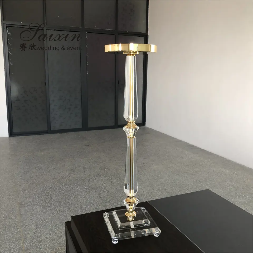 Shiny Crystal White Wedding Flower Stand Party Gift Gold 76cm