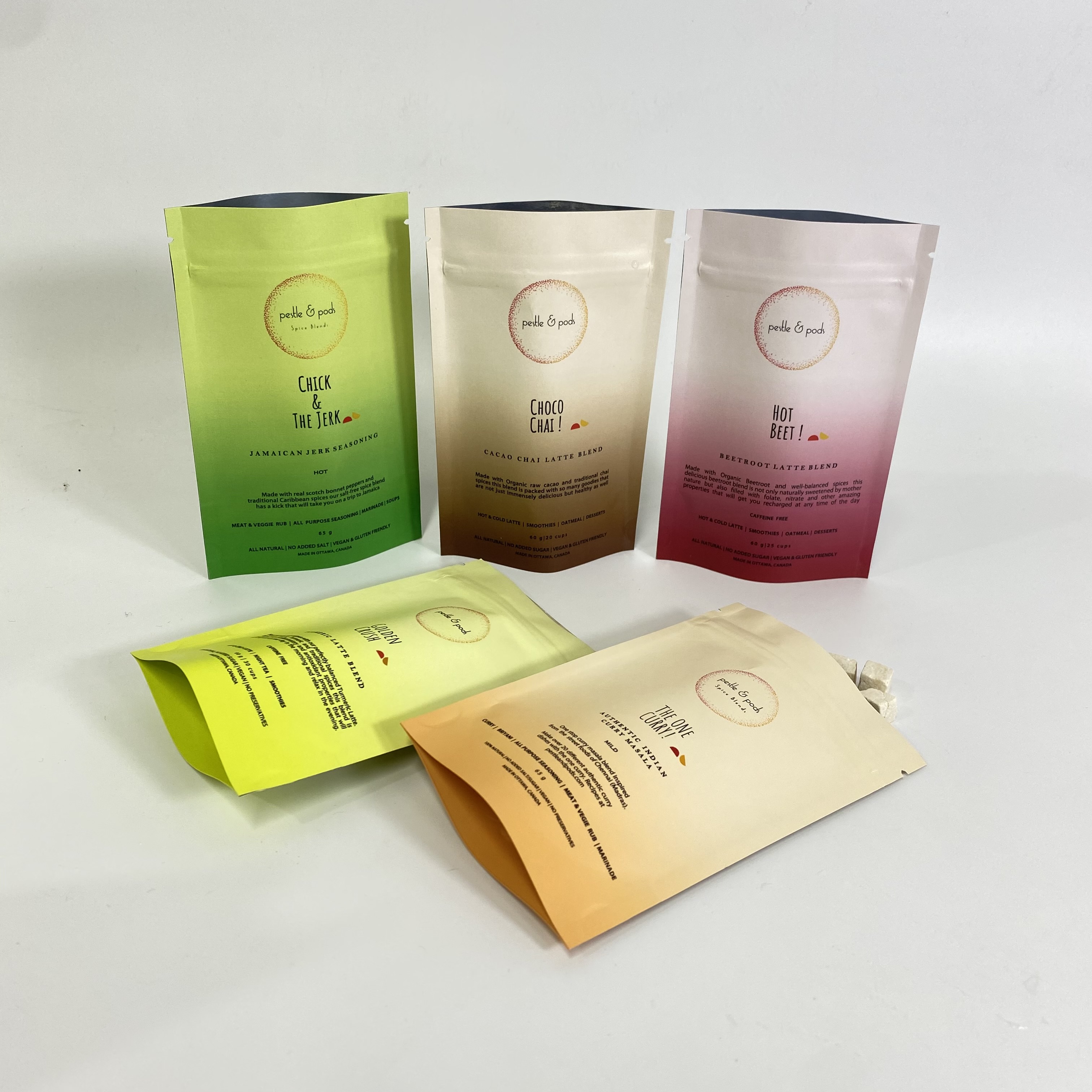 Recyclable Food Grade Waterproof Kraft Stand Up Pouch Zipper Bag