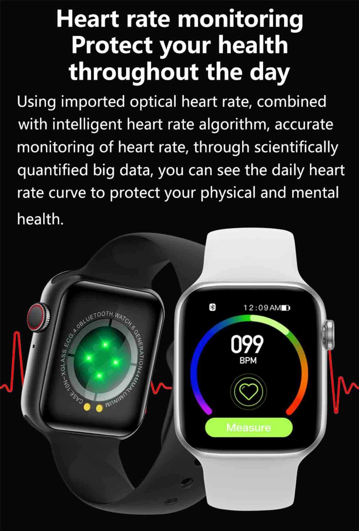 Smart Watch Blood Pressure Monitor With 128 MB / 64MB Flash Memory