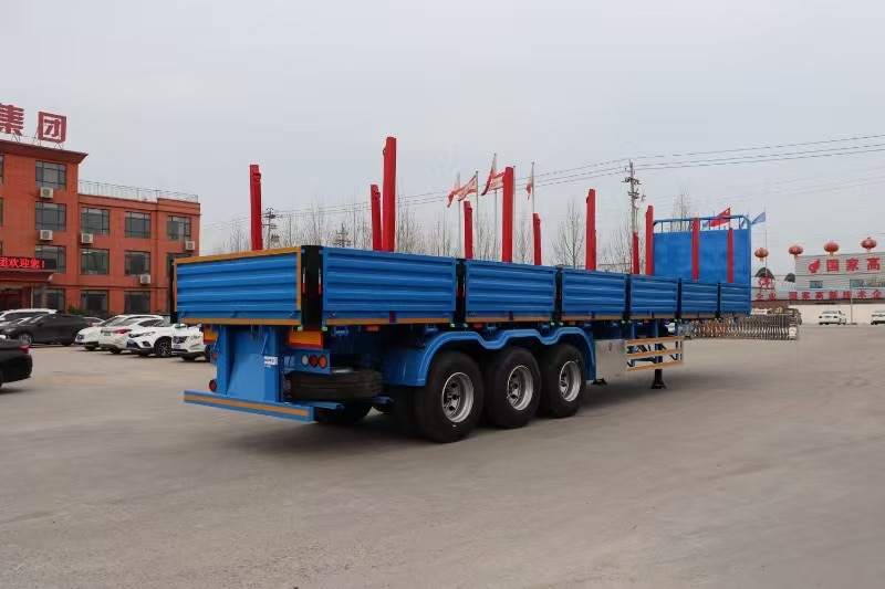 CIMC 3 axle 12400*2610*1550mm customized Design for Timber Coil and Steel Container Haulage Side Column Flatbed Semi Trailer
