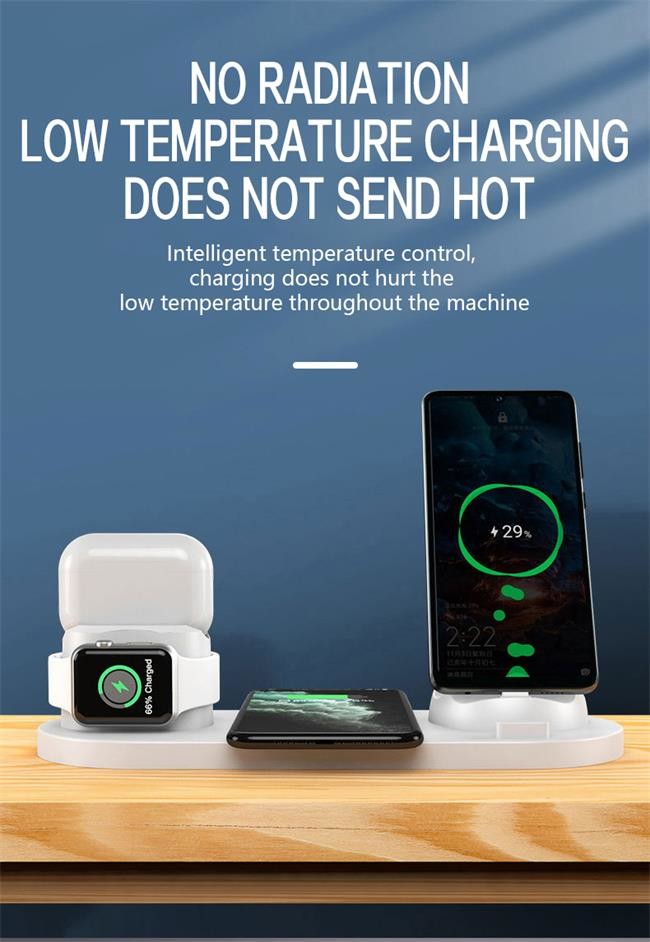 Rotating 6 In 1 Wireless Charging Station 5V 2A Multi Device Charger For Apple IPhone