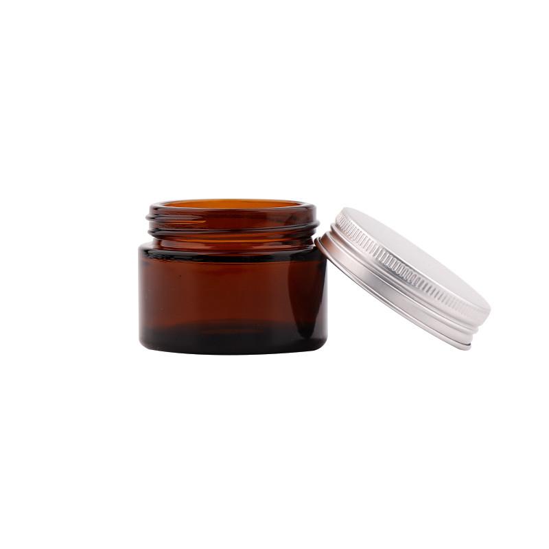 5g 10g 30g 50g 100g Clear amber glass cream jar with aluminium cap