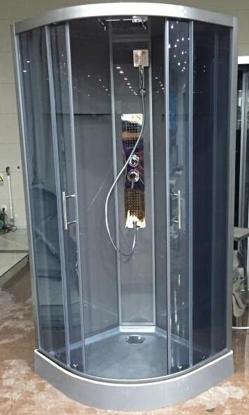 Dark Grey Profiles Quadrant Shower Cubicles , Curved Corner Shower Units