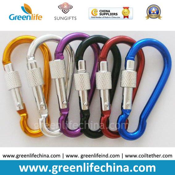 Fashionable aluminum made lock climbling carabiner with custom color plating top