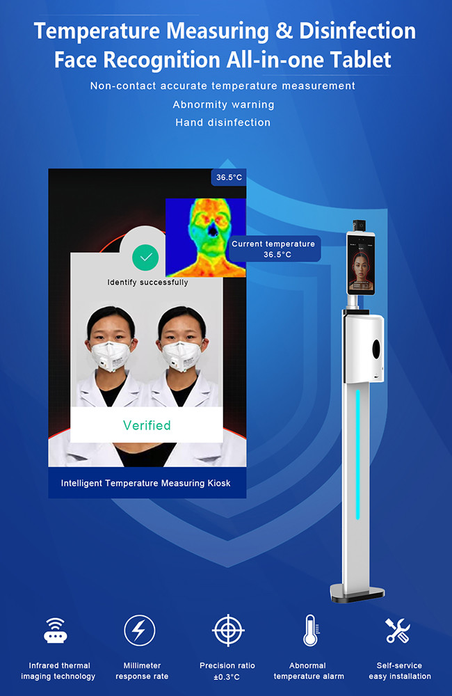 Face Recognition Non Touch Digital Thermometer Infrared Temperature Gun