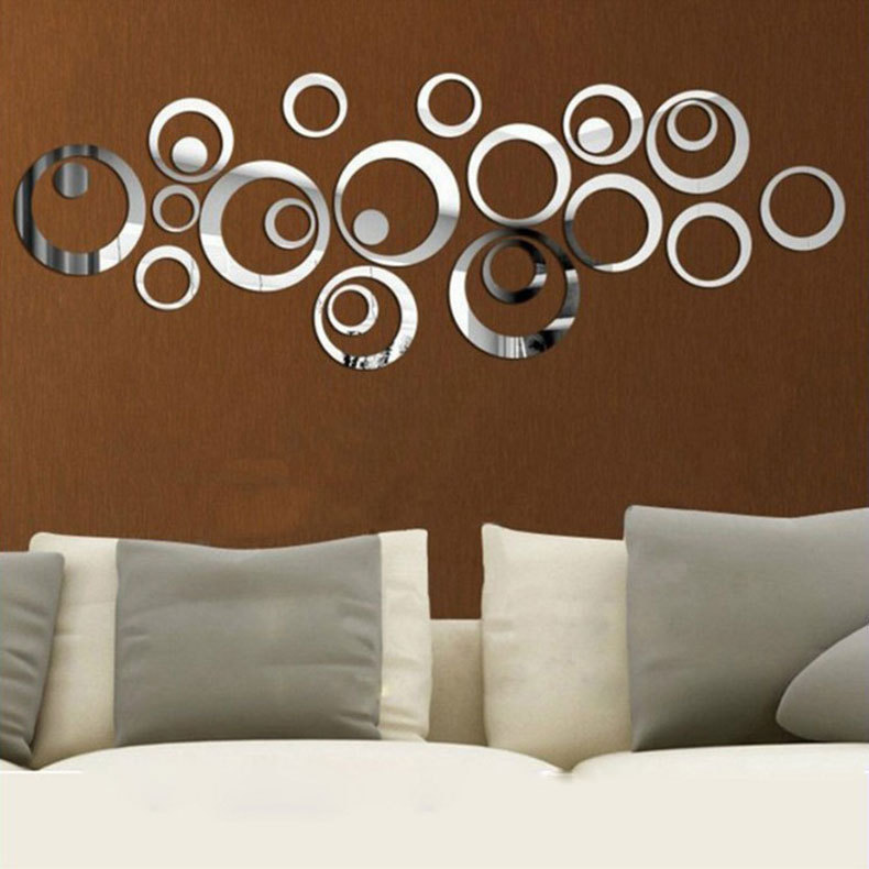 Home Decorations.Gifts Circular Acrylic Three-dimensional Mirror Wall Stickers for Living Room Bedroom TV Background Wall