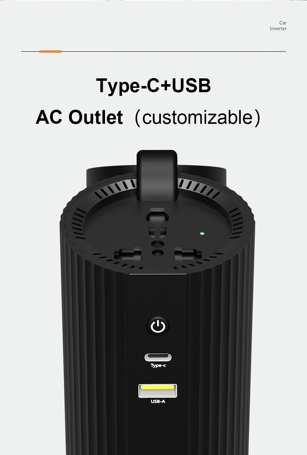 150w Car Power Inverter Cup Shape With Type C USB Charging Port