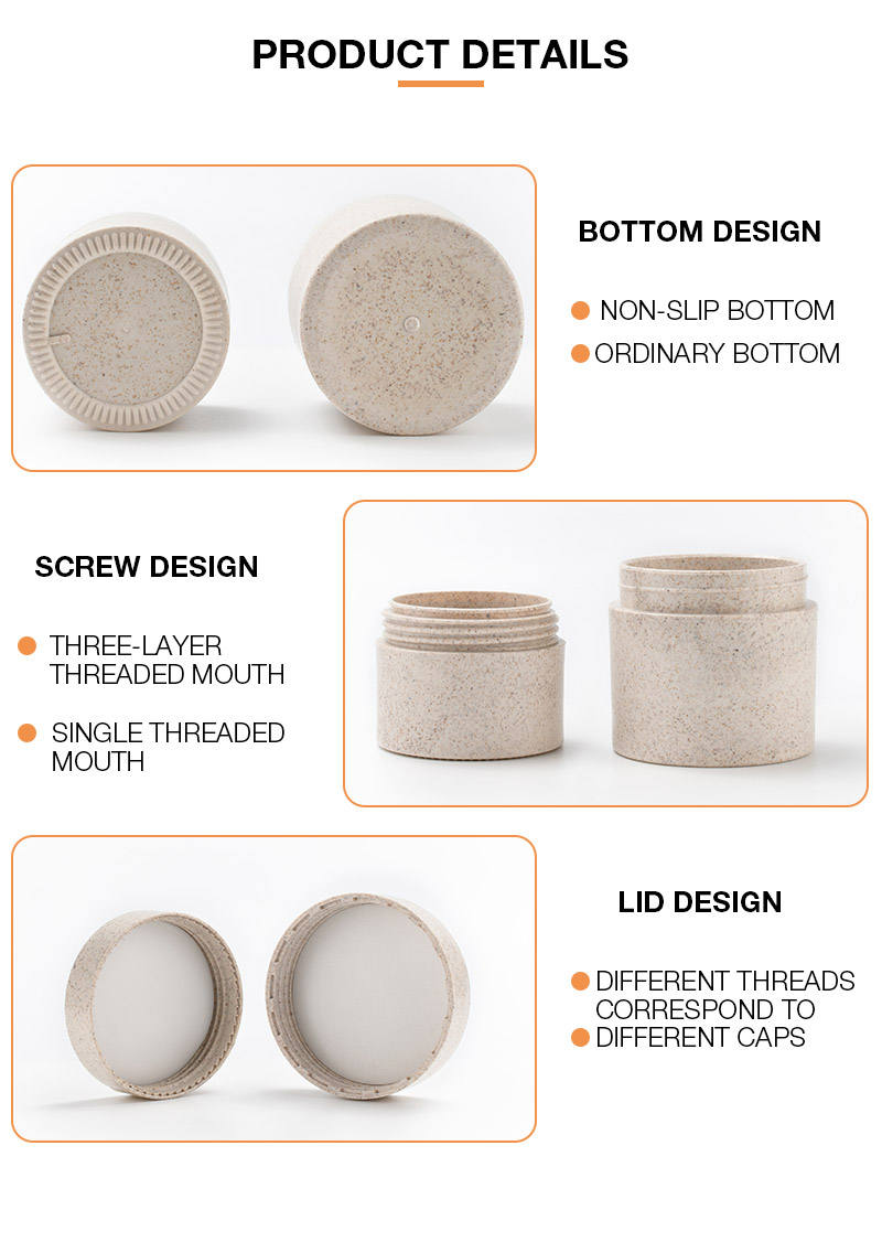 PLA Wheat Biodegradable Cosmetic Jars 8oz Recyclable 3 Layers