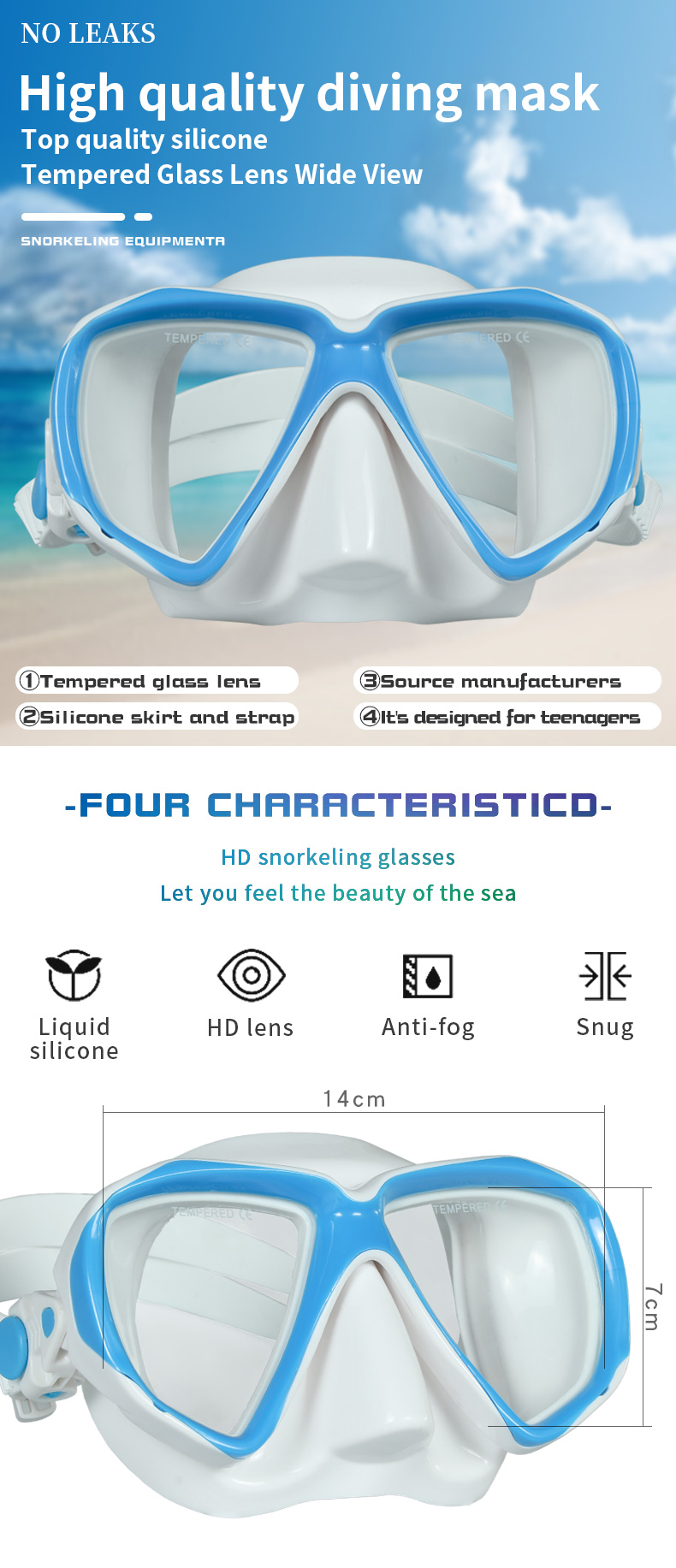 Commercial Teenagers Youth Snorkeling Gear Half Face Swim Mask For Free Diving