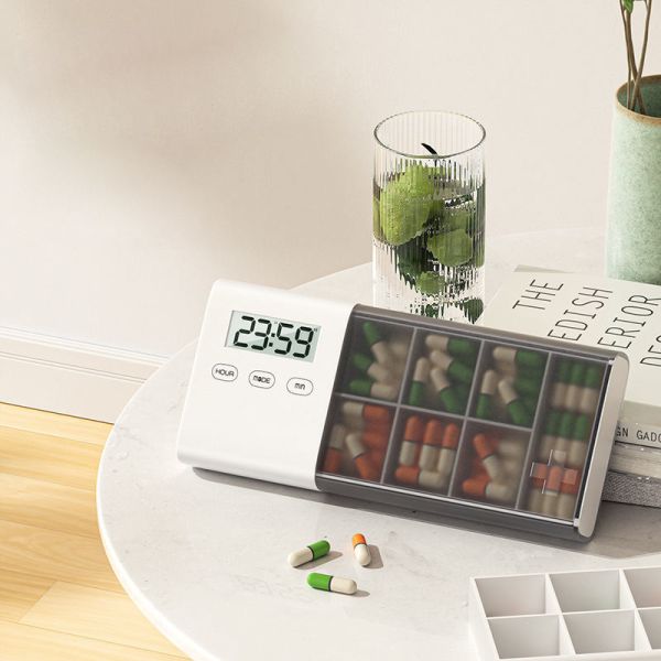 5-Alarm Pill Box Organizer With Clock Countdown Timer Light Up Take Medication