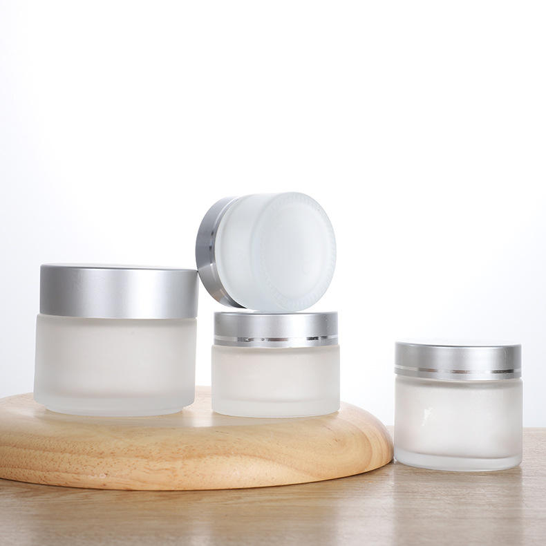 Skincare Acrylic Frosted Jar 15g Cosmetic Silver Cover Cream Jar / Bottle Packaging