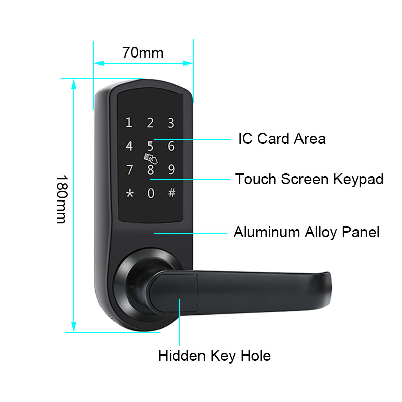 Smart Bedroom 180mm Electronic Smart Door Locks 6V AA Hotel Card Door Locks