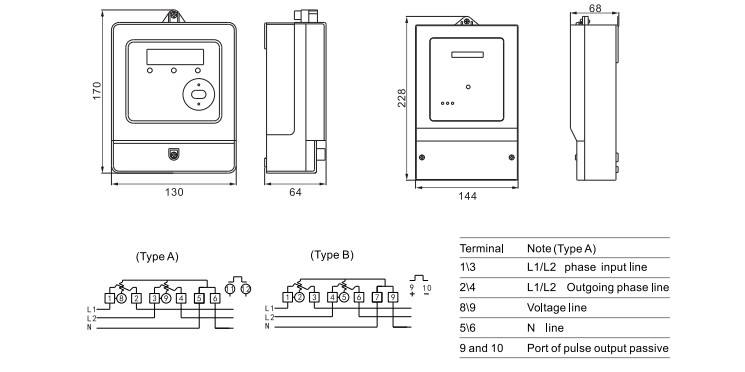 SGS Approved DSS5558 2*102/208V 60HZ Medidor electronic Bifasico Trifilar digital energy meter