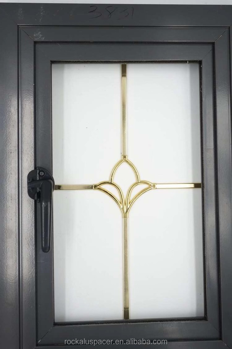 Golden 5*8 georgian glazing bars with flower decoration for glass door accessories