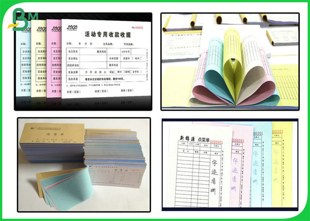 Pink Green Blue Color Carbonless CFB Paper 50g With 100% Natural Wood Pulp 