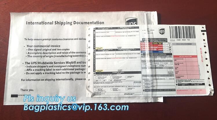 PP film 178*140mm invoice enclosed packing list envelopes, DHL Shipping pockets for waybill, A4 size plastic packing lis